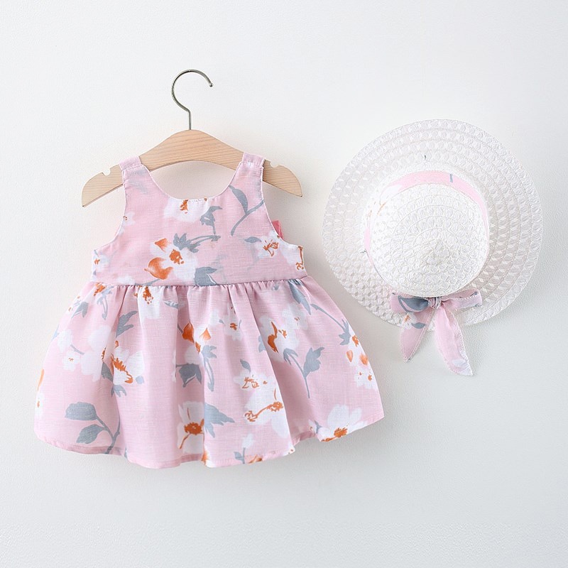 (1SET GỒM NÓN VÀ VÁY)Đầm công chúa gắn nơ sau lưng KÈM NÓN cho bé gái từ 5kg đến 16kg