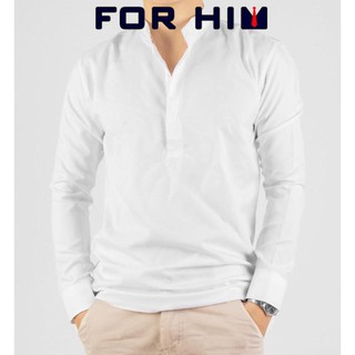 Áo sơ mi tay dài nam for him-729, cổ trụ, cách điệu