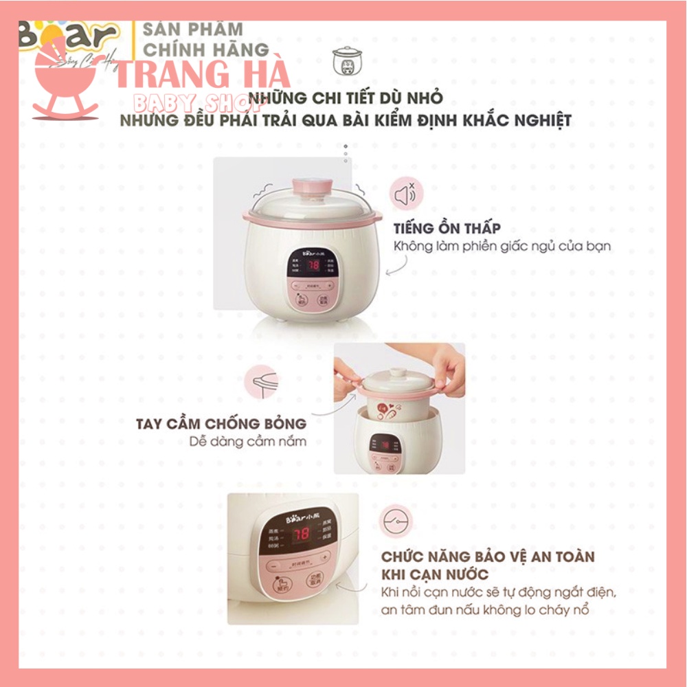 (BẢN QUỐC TẾ) Nồi Bear Đa Năng Nấu Cháo, Ninh, Hầm, Hấp Cách Thủy Tặng Kèm Lồng Hấp 4IN1 SUBE001 Bảo Hành 18 Tháng