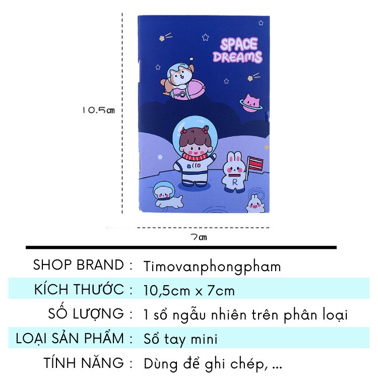 Sổ Tay Mini Hình Hoạt Hình Gấu Thỏ Cute Dễ Thương Ghi Chép Bìa Trơn VPS18