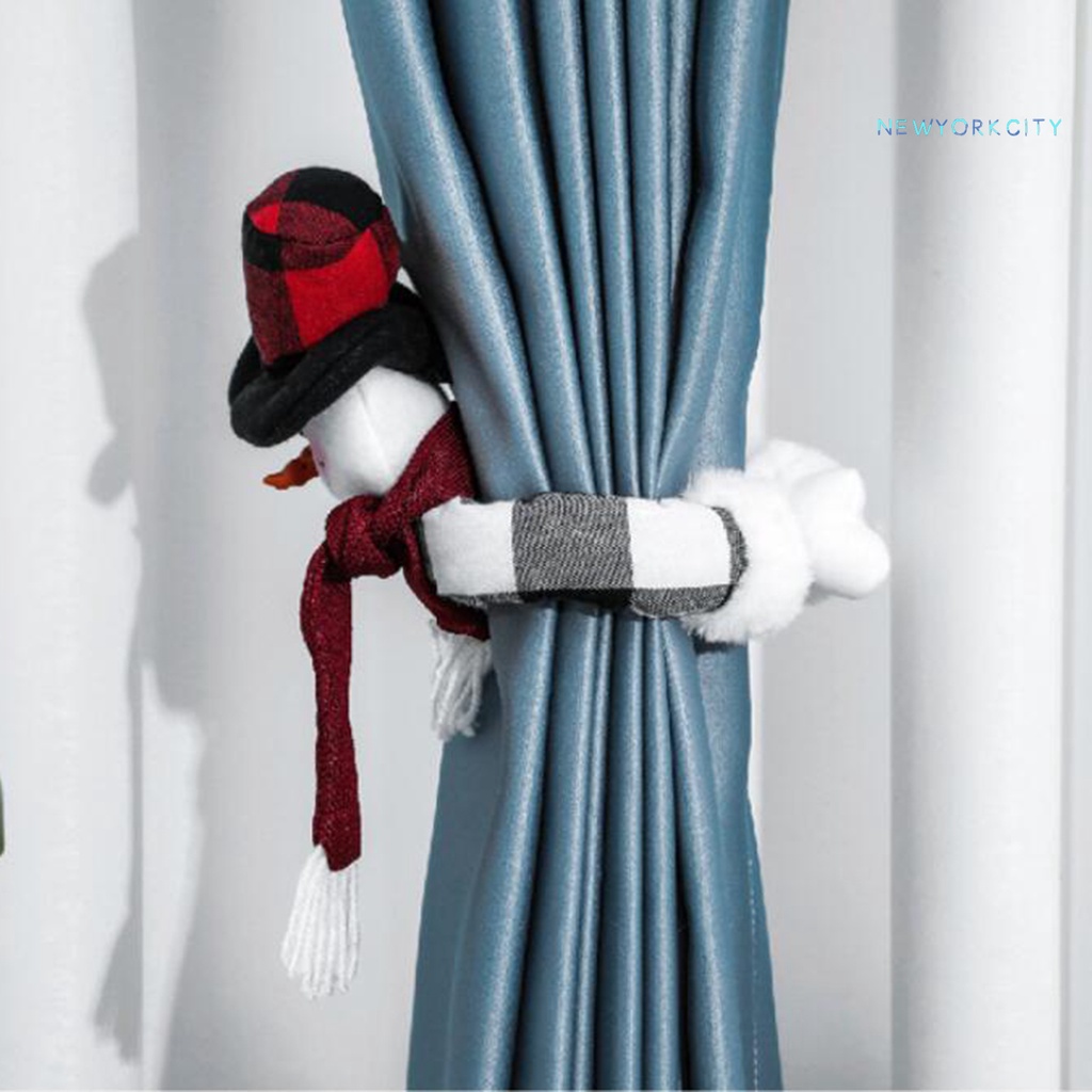 Cod-curtain Móc Treo Rèm Cửa Sổ Bằng Vải Thiết Kế Hình Ông Già Noel / Người Tuyết Trang Trí Nhà Cửa Dịp Giáng Sinh