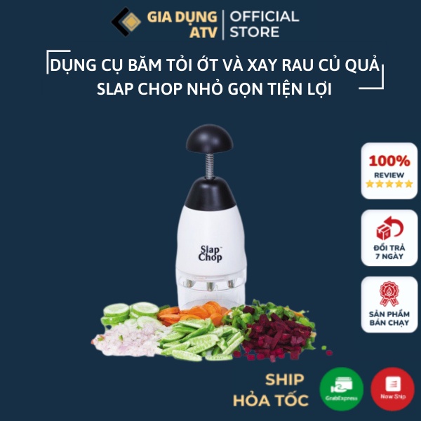 Máy xay tỏi ớt đa năng bằng tay , Dụng cụ băm rau củ quả xay tỏi ớt mini cầm tay SLAP CHOP tiện dụng