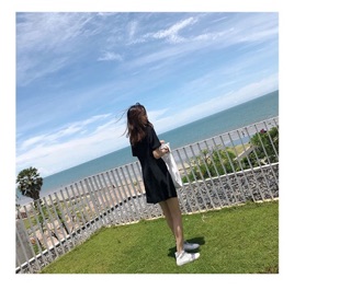 ORDER Váy cổ Polo đen khuy trái tim
