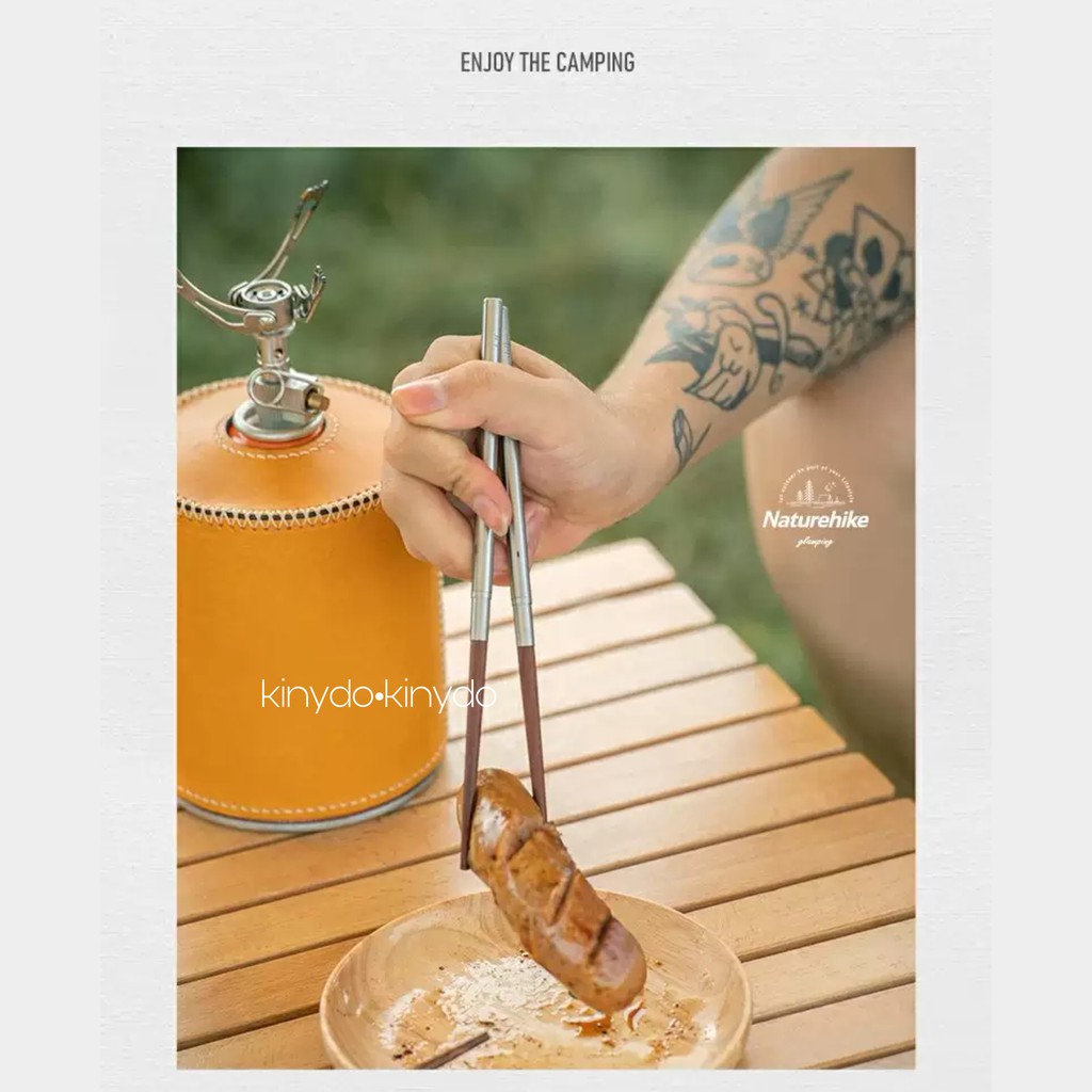ĐŨA GỖ THÉP KHÔNG GỈ DU LỊCH GẤP GỌN TIỆN LỢI NHẸ CẮM TRẠI DÃ NGOẠI GLAMPING NATUREHIKE NH20CJ010