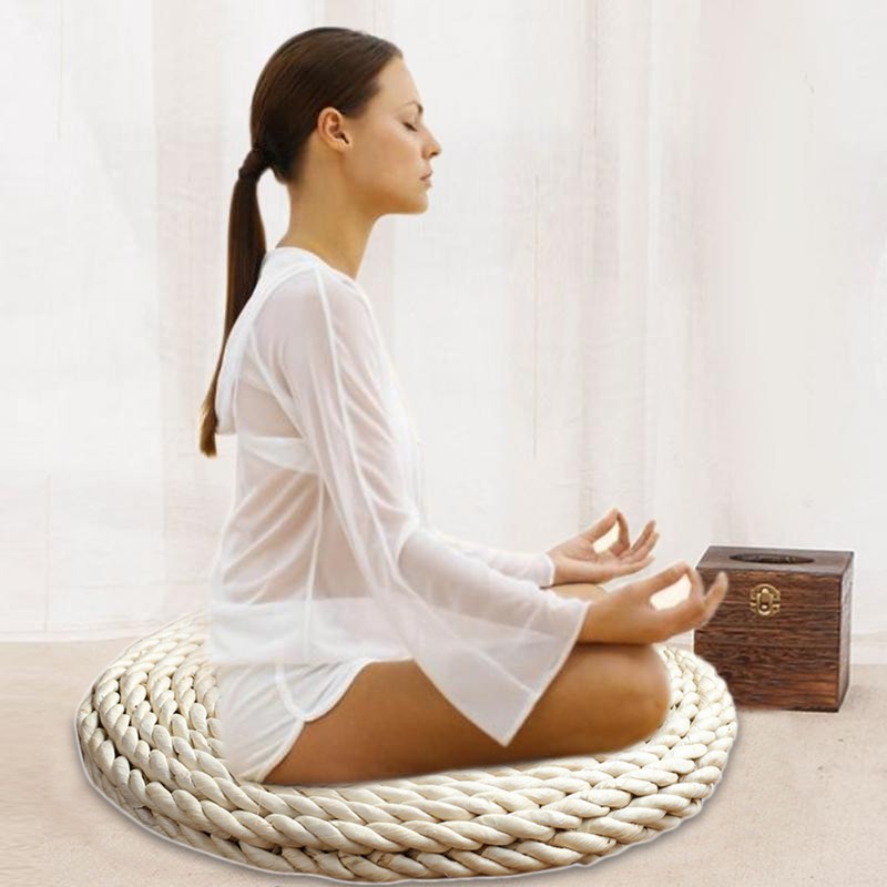Miếng đệm ngồi thiền Yoga bằng vỏ ngô đan thủ công tự nhiên dạng tròn