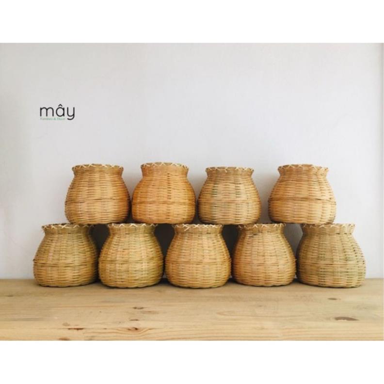 Tre tự nhiên- Giỏ cua giỏ cá giỏ tre cắm hoa size 16*14cm -Mây tre đan việt
