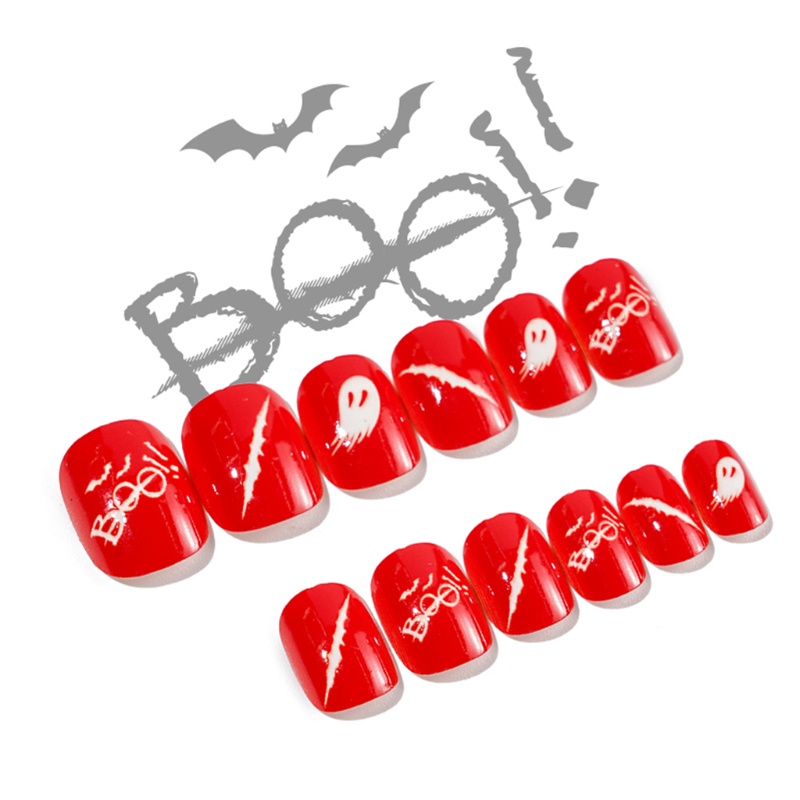 Móng Tay Giả Nhiều Màu Sắc Họa Tiết Halloween Ấn Tượng