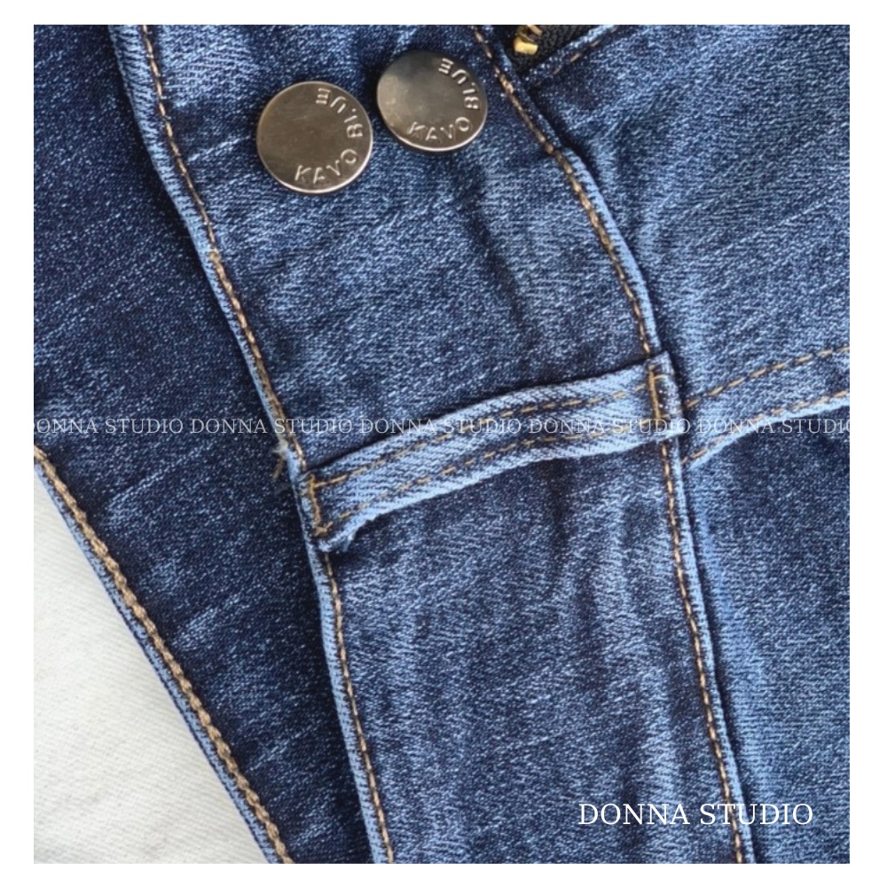 Quần Bò Ống Đứng 2 Cúc DONNA Quần Jean Cạp Cao Phong Cách Hàn Quốc