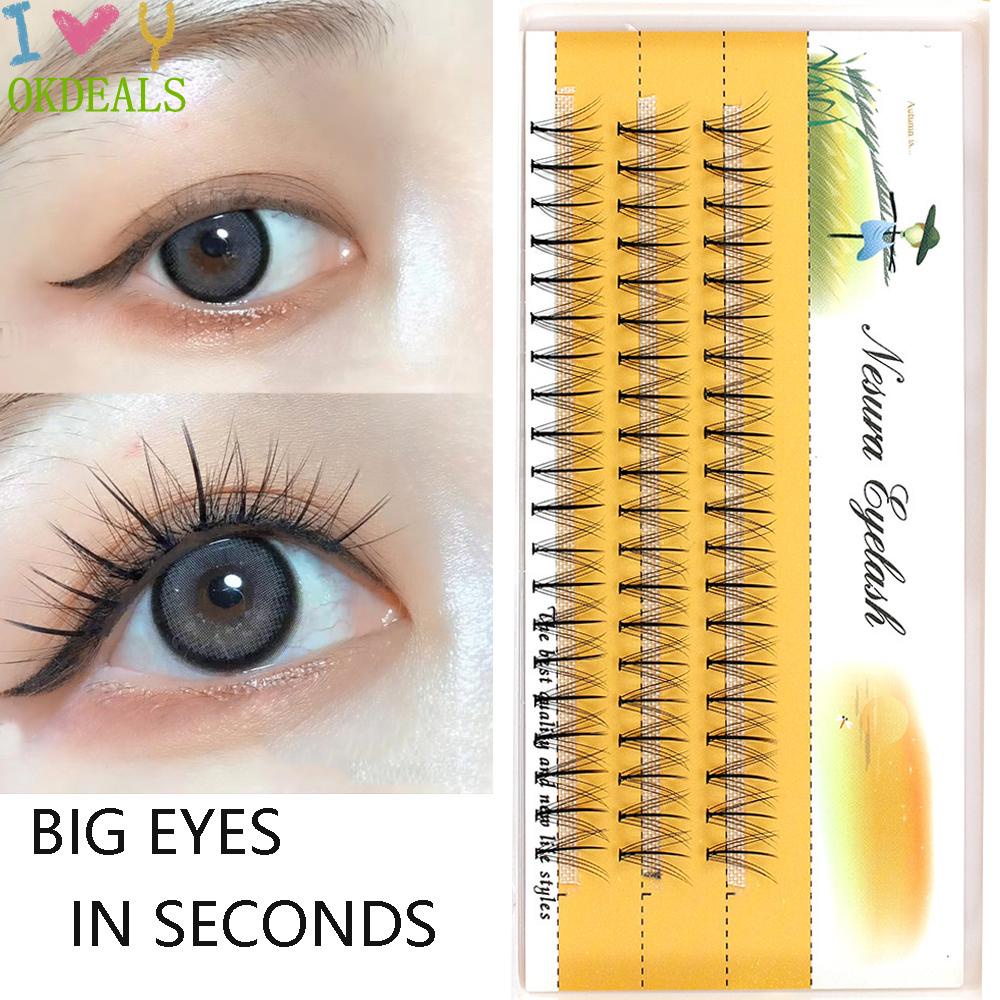 [Hàng mới về] Hộp 60 cụm mi giả dài cong nối dài riêng biệt không cần kỹ thuật dễ dùng bền lâu tự nhiên