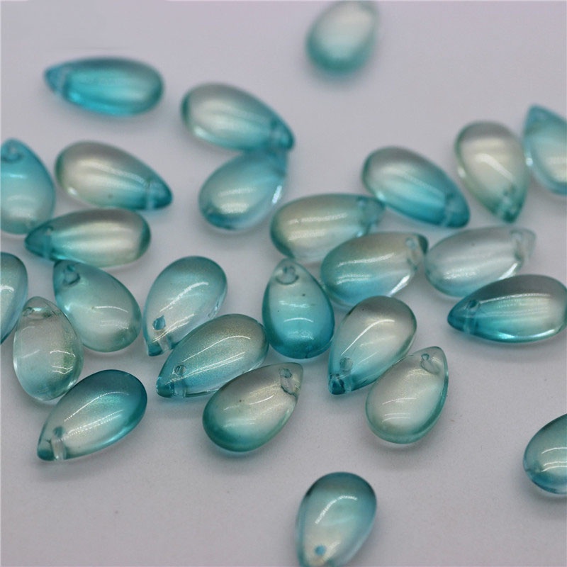 Set 50 hạt xỏ hình giọt nước bằng thủy tinh kích thước 7x14mm dùng làm trang sức thủ công