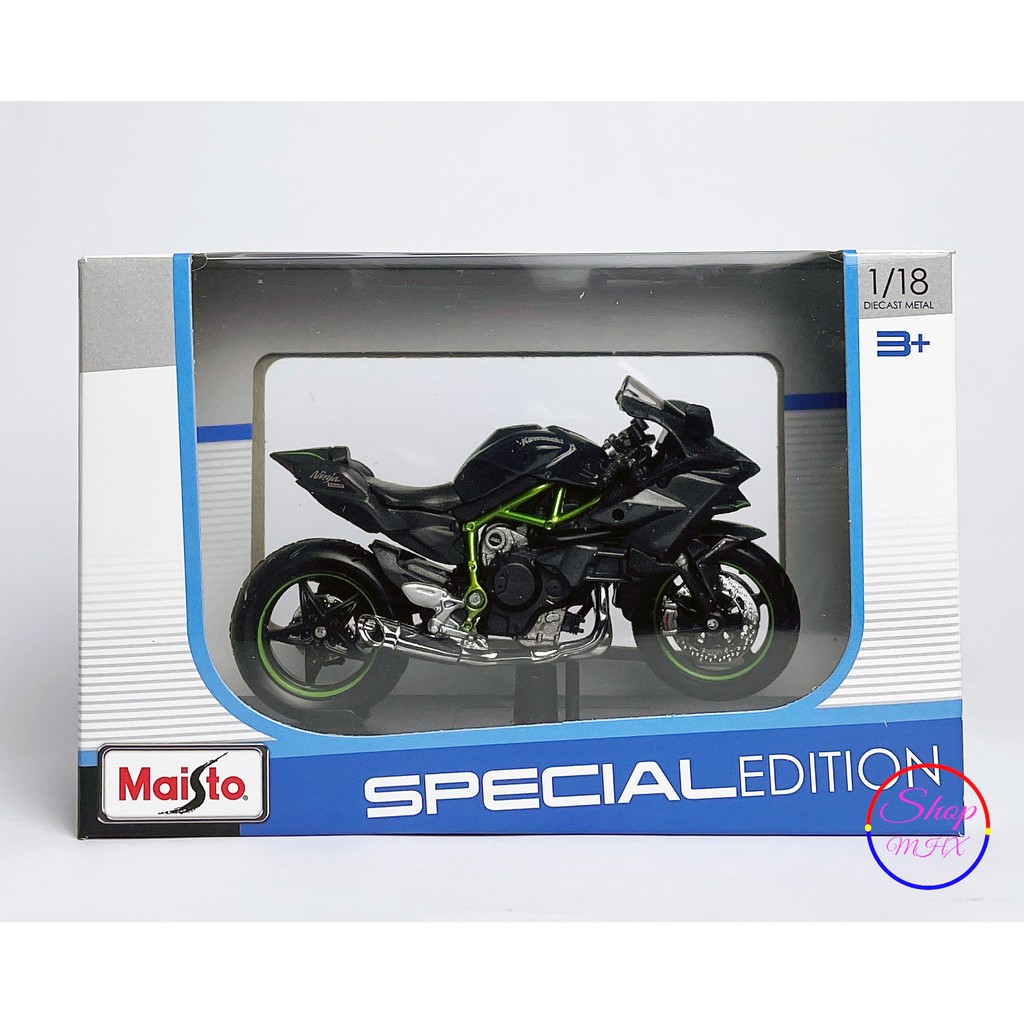 Xe mô hình mô tô Kawasaki Ninja H2r TẶNG KÈM BIỂN SỐ tỉ lệ 1:18 hãng Maisto