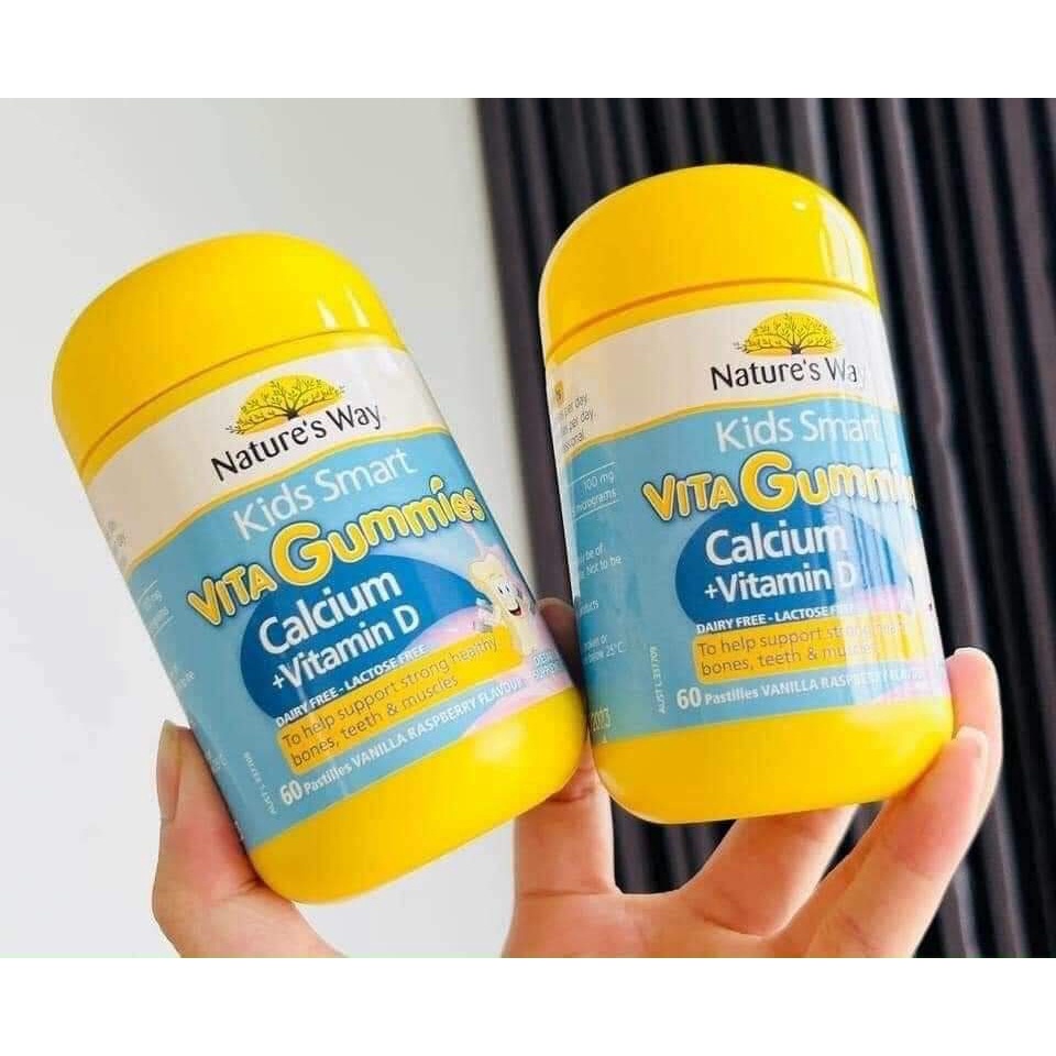 Kẹo Dẻo bổ sung Canxi Cho Bé Nature’s Way Kids Smart Vita Gummies Calcium + Vitamin D 60 Viên Extaste