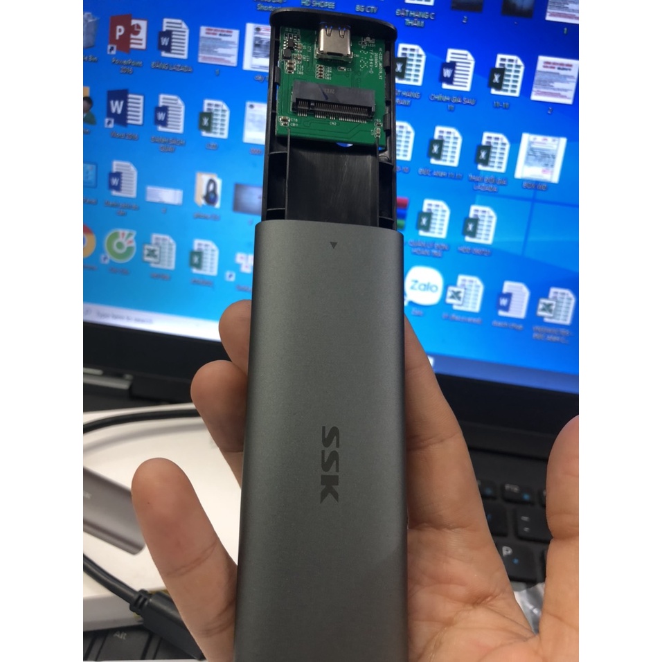 Box chuyển M2 SATA sang USB 3.0 SSK SHE-C321 (Chân cắm Type C sang Type A), Bảo Hành 1 Năm- 1 Đổi 1