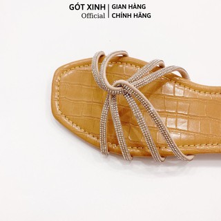 Dép nữ GÓT XINH D50 quai đính đá đế bệt