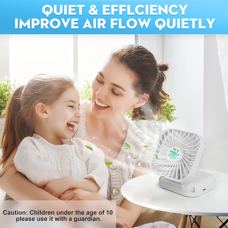 Quạt Làm Mát Mini 3 Tốc Độ Chất Lượng Cao Có Thể Gấp Gọn Kèm Dây Đeo Cổ Thời Trang Có Thể Sạc Lại Bằng Cổng USB