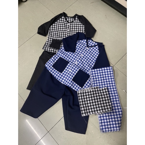 Bộ bà ba bé trai kèm khăn rằn