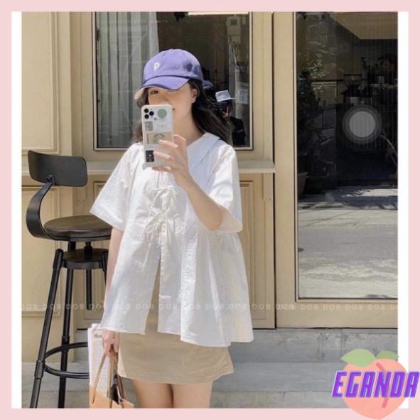 Set trang phục chân váy áo babydoll trắng buộc dây (có ảnh thật- Không bán rời)[EGANDA] | BigBuy360 - bigbuy360.vn