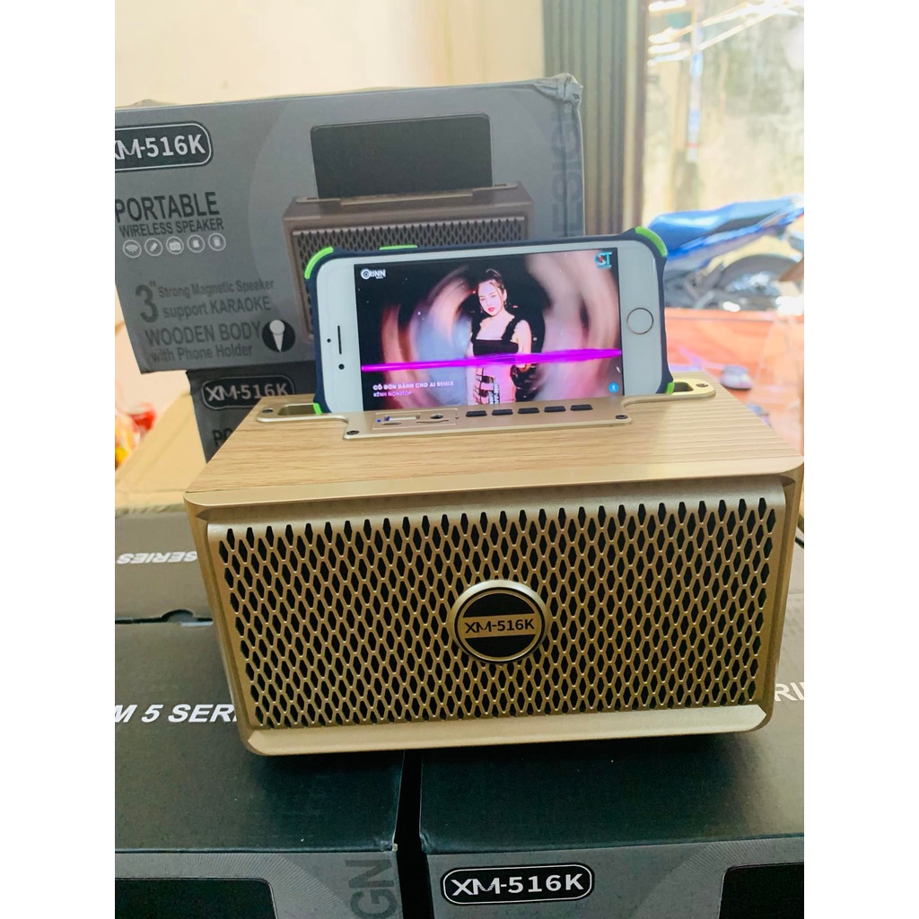 Loa Bluetooth XM-516K. Siêu Phẩm Vỏ Gỗ Tinh Tế, Âm Thanh Stereo Kép Trầm Ấm. Kết Hợp Đèn LED Tuyệt Đẹp.Bảo Hành 12 Tháng