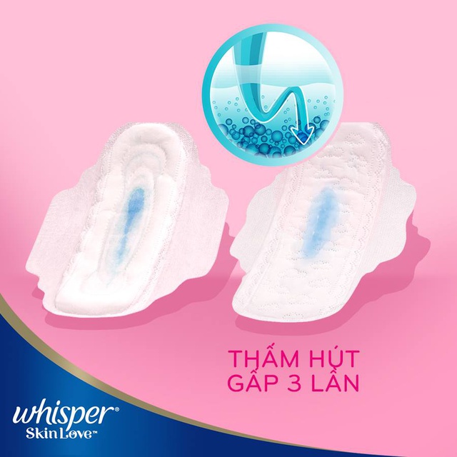 Băng Vệ Sinh Ngày Whisper Skin Love Siêu Mỏng Mặt Bông Có Cánh 24cm (18 Miếng)