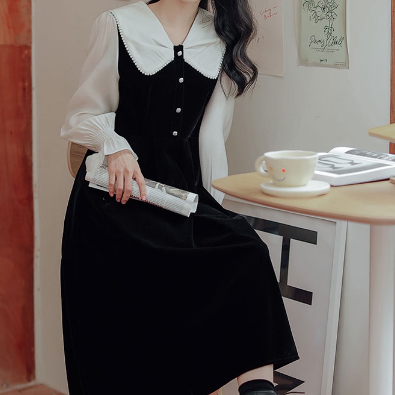 Đầm Dài Tay Thời Trang Mùa Thu Hàn Quốc Dành Cho Nữ