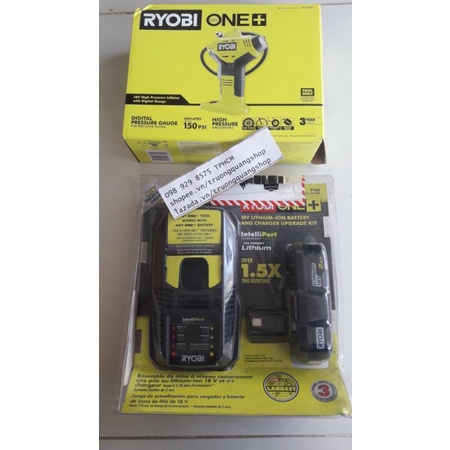 Bộ máy bơm hơi Ryobi nhập Mỹ, chính hãng, máy và pin sạc