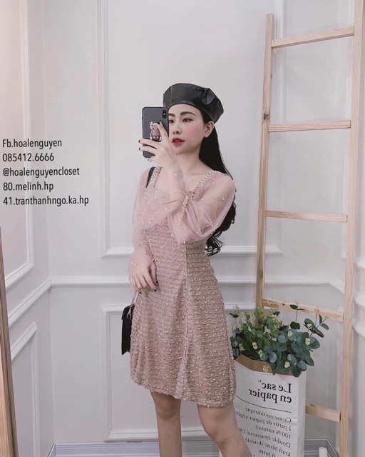 Váy dạ xước tay voan- quảng châu | BigBuy360 - bigbuy360.vn