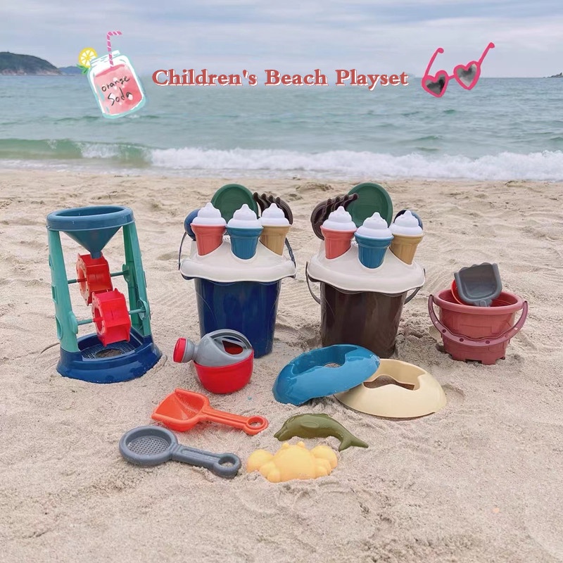 Bộ đồ chơi xúc cát dạng xô và xẻng xúc cát đi biển mùa hè cho bé