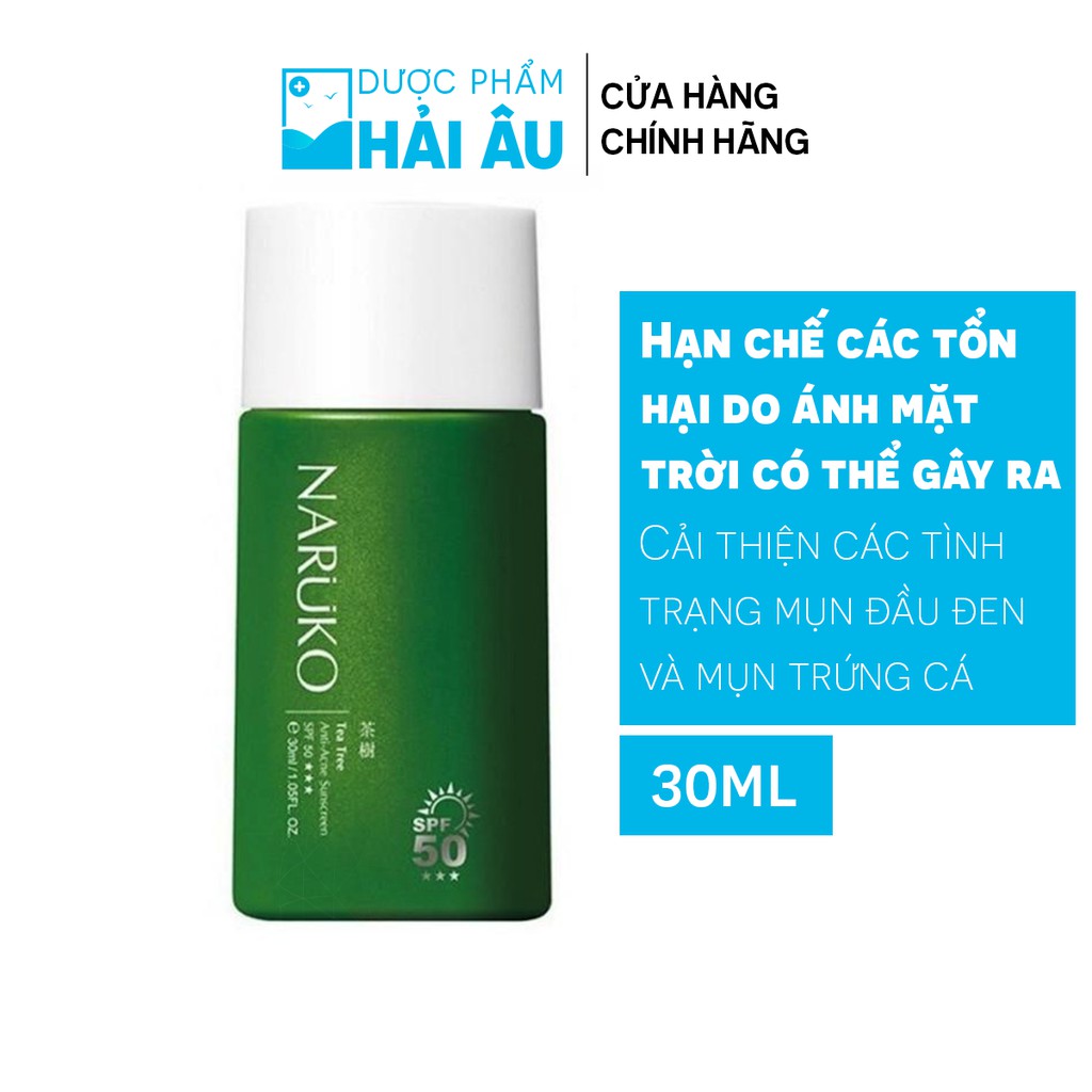 ✅(CHÍNH HÃNG) Kem Chống Nắng SPF50 Naruko Trà Tràm Tea Tree Anti Acne Sunscreen SPF50 (30ml)