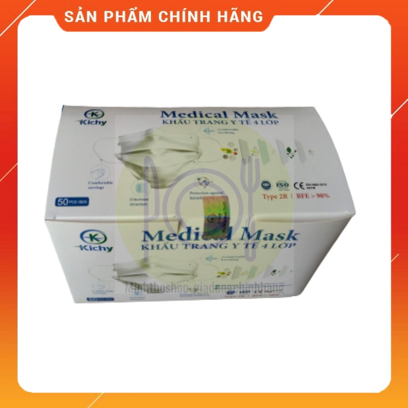 Khẩu trang y tế 4 lớp 5 bịch (gói) mỗi bịch 10 cái Medical Mask chính hãng hàng công ty Kichy Việt nam