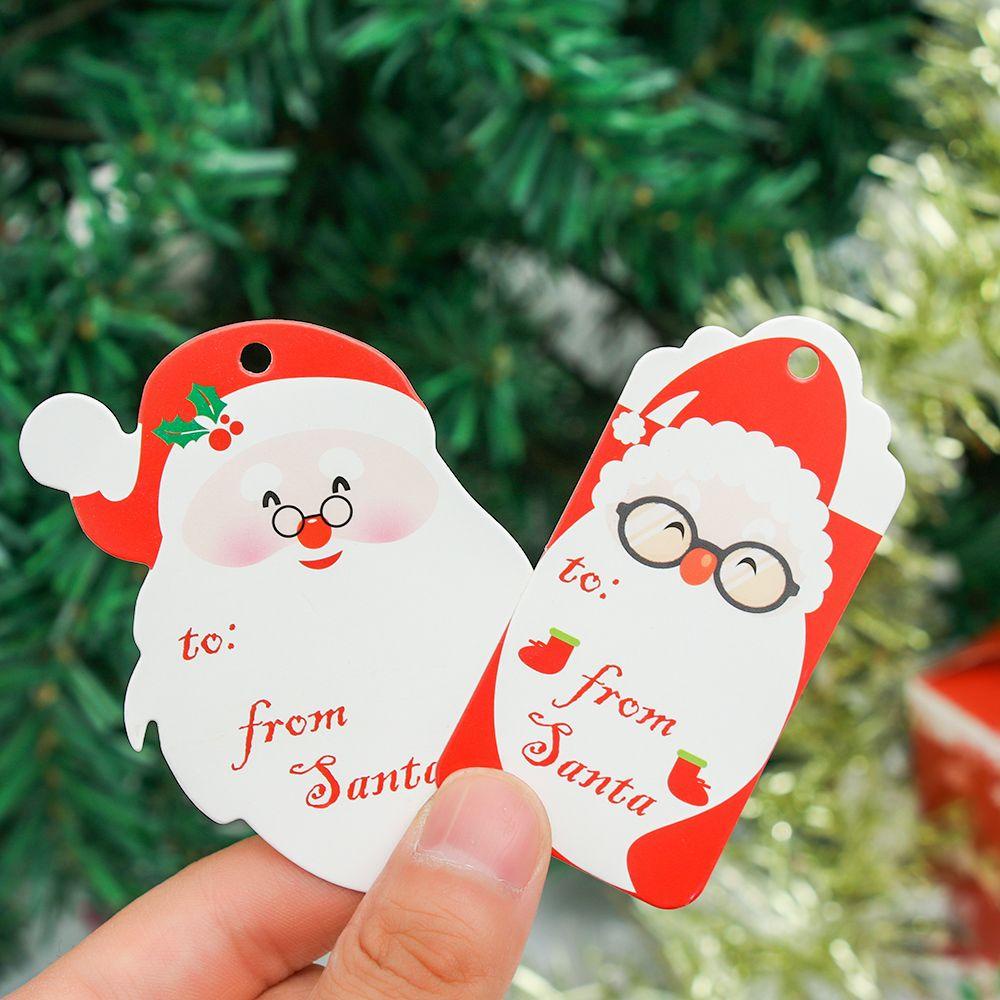 Set 1 / 60 Nhãn Dán Trang Trí Quà Tặng Bằng Giấy Kraft In Họa Tiết Ông Già Noel