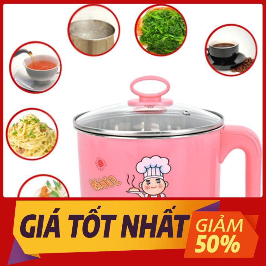 Nồi nấu mì màu 1,6 lít - Ca nấu lẩu, nấu mì mini - Đa năng, siêu tốc