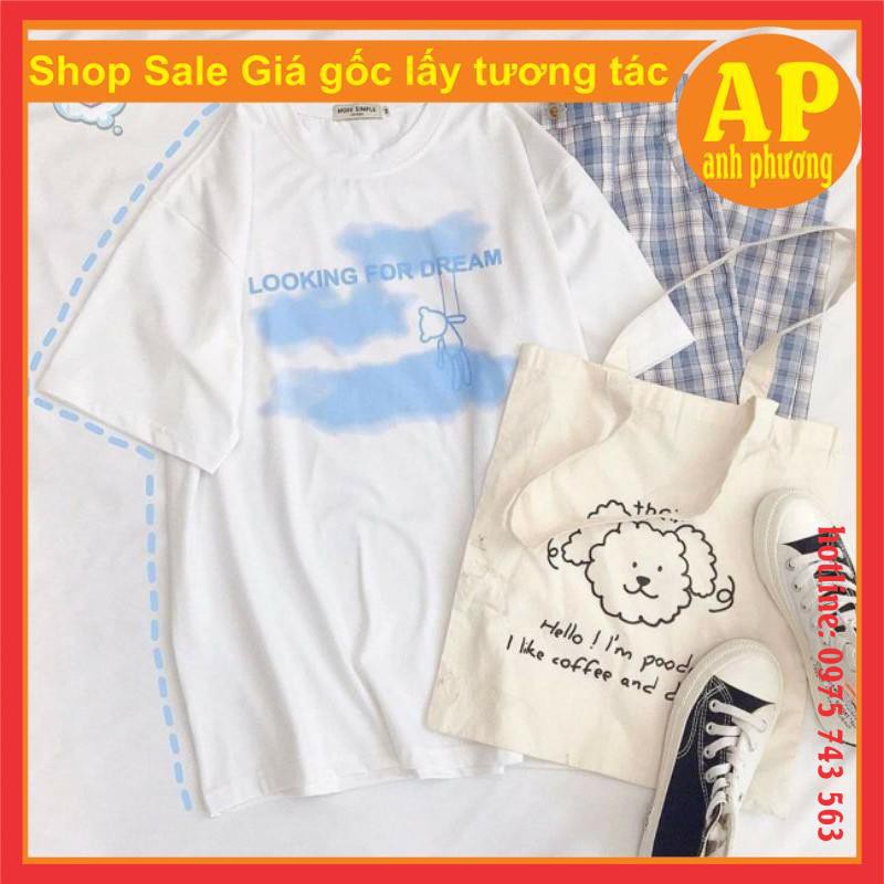 sét áo mây look + quần kẻÁo phông chất cotton mềm nịnform thụng tay lỡ in hình 3d rõ nétquần kẻ chất thô mền