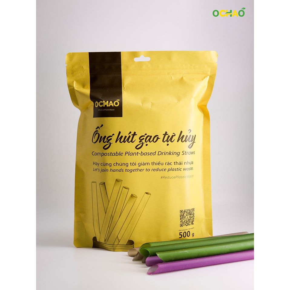 Ống Hút Gạo Tự Hủy Ochao Gói 500g (size hút trân châu / size thường)