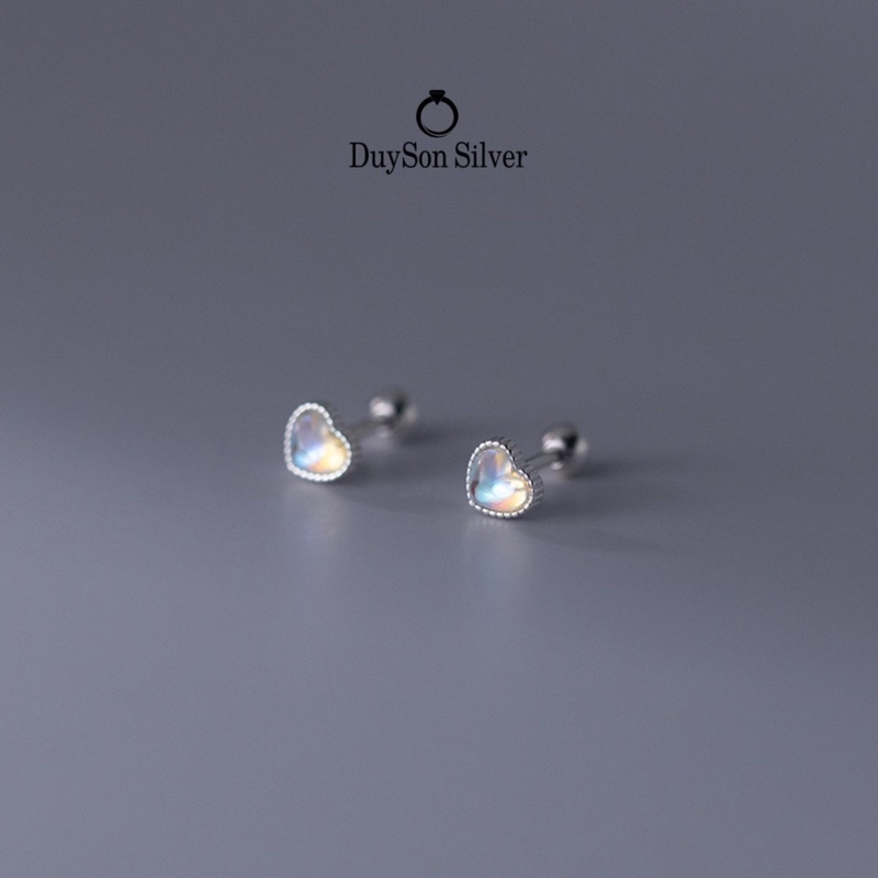 Khuyên tai bạc nữ DUYSON SILVER, Bông tai nữ đá moonstone bạc 925 cao cấp chốt vặn