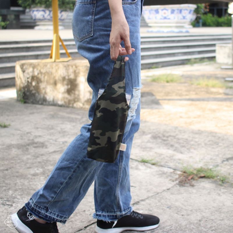 TÚI VẢI 1 QUAI ĐỰNG BÌNH NƯỚC HOA VĂN CAMO, ARMY/TÚI ĐỰNG BÌNH GIỮ NHIỆT, LY GIỮ NHIỆT BẢO VỆ MÔI TRƯỜNG