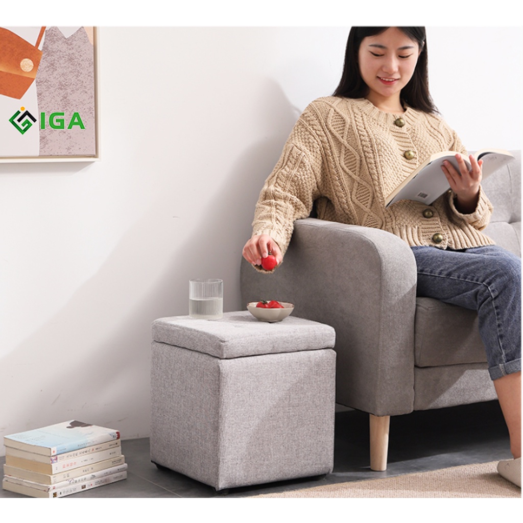 Ghế Đôn sofa gỗ CẤT ĐỒ để đồ cho phòng khách phòng ngủ - GC11