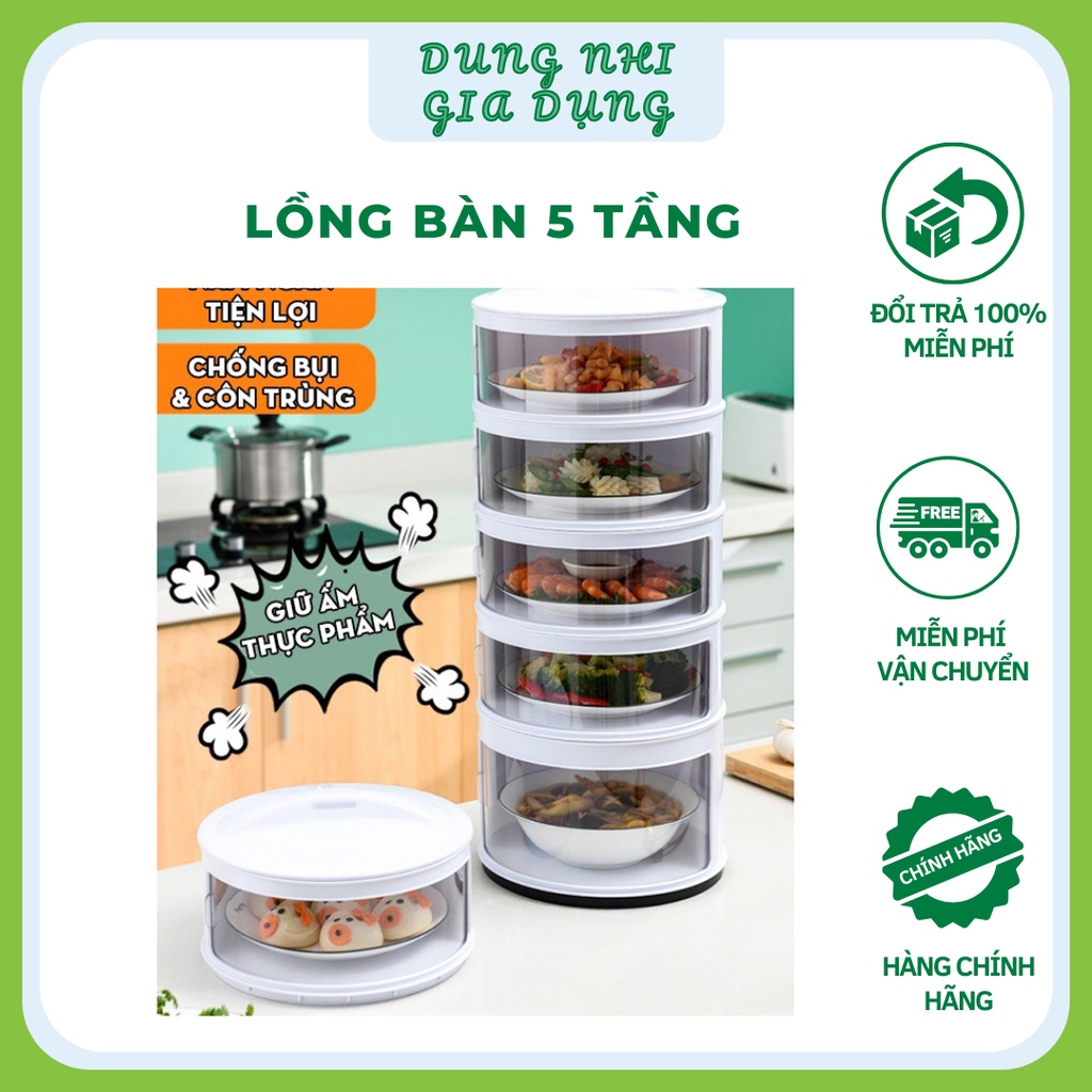 Lồng Bàn 5 Tầng Giữ Nhiệt Chống Bụi Bảo Quản Thức Ăn Khỏi Côn Trùng Lồng Bàn Thông Minh Tiện Dụng