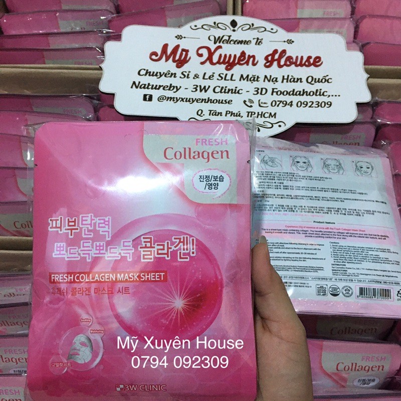 10 Miếng Mặt Nạ Collagen 3W Clinic Chính Hãng Hàn Quố