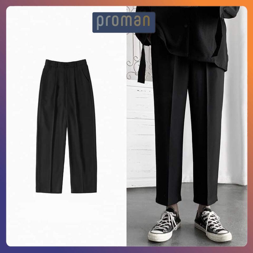 Quần baggy nam ống rộng, quần ống suông nam dáng Baggy vải lụa hàn co giãn, không nhăn không xù AU01 PROMAN