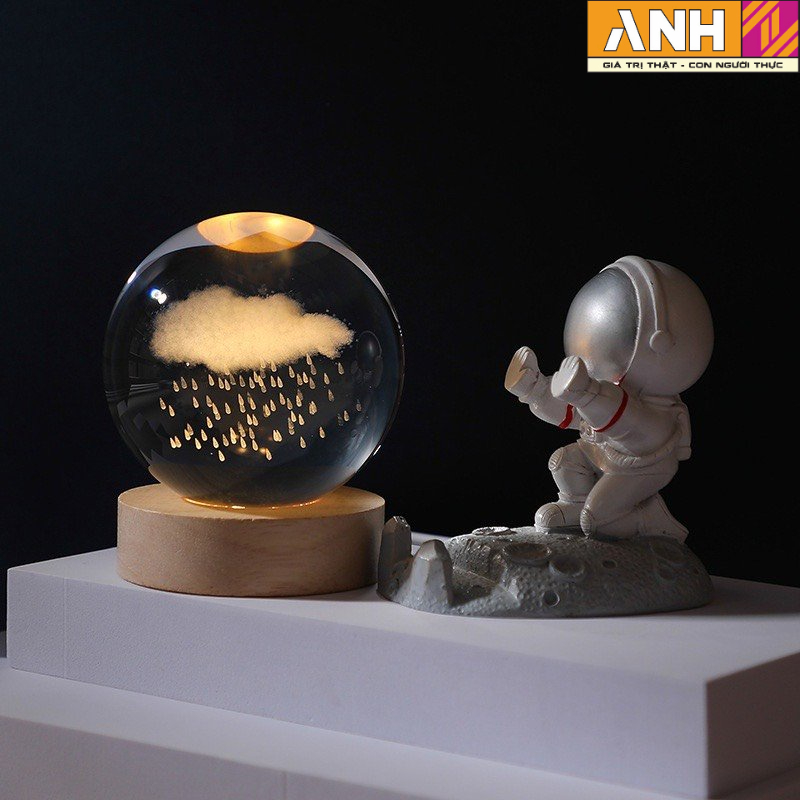 Quả cầu  trang trí bàn làm việc, đèn ngủ, quả cầu thủy tinh pha lê vũ Decor siêu đẹp