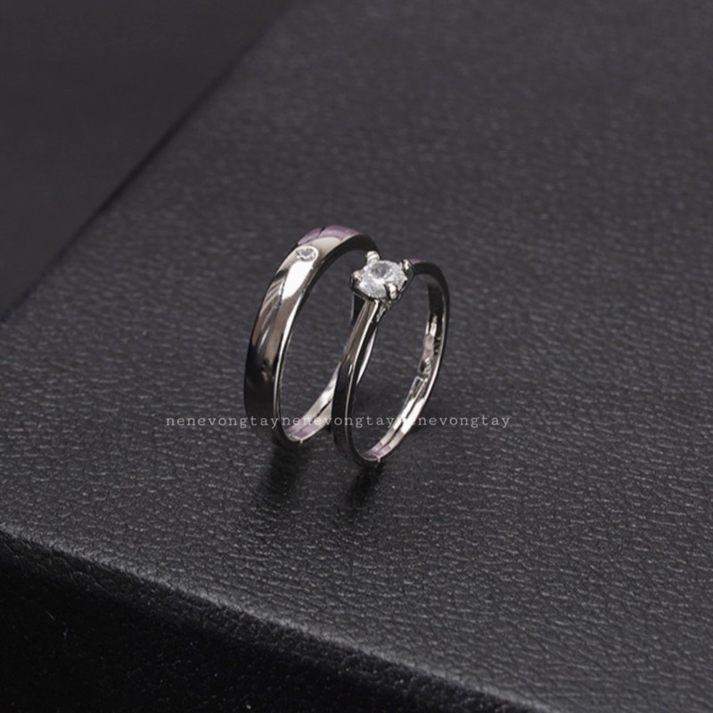 Nhẫn đôi Rose nhẫn cặp đính hạt unisex tự điều chỉnh
