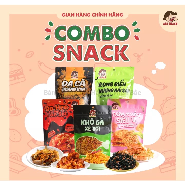 [SẴN SLL][FREE SHIP đơn 50k] COMBO SNACK 5 MÓN ABI ĐƠN HÀNG 5 BỊCH BẤT KỲ TẶNG 1 MÓC KHOÁ CUTE