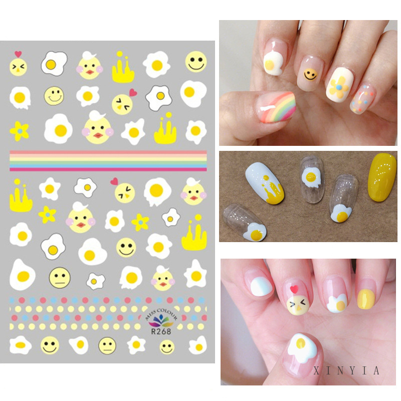 Miếng dán trang trí móng tự dính họa tiết dễ thương chống thấm nước DIY