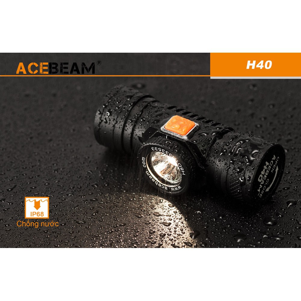 Đèn pin đội đầu ACEBEAM H40 độ sáng 1050lm chiếu xa 102m siêu nhỏ pin 14500 AA (kèm theo) Đèn &amp; Đèn pin