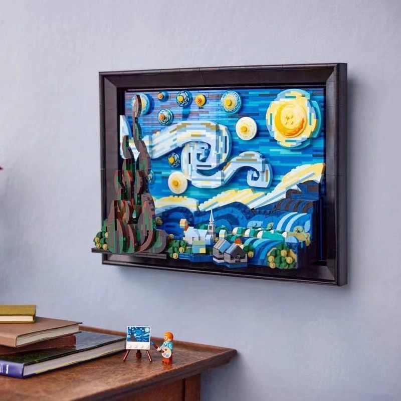 Đồ chơi giáo dục Lắp ráp Mô hình 21033 Night Bức Tranh Đêm Đầy Sao Vincent van Gogh The Starry Night