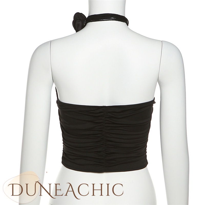 DUNEA Áo Ống Đan Dây Màu Sắc Trơn Quyến Rũ Cho Nữ DUNEA67