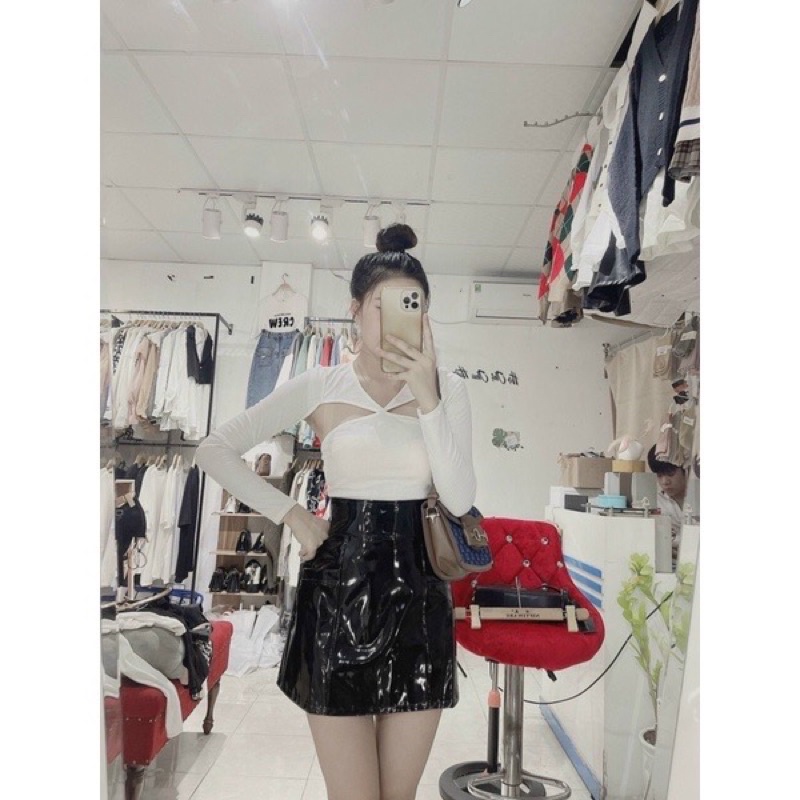 Chân váy da + sooc da chốt live