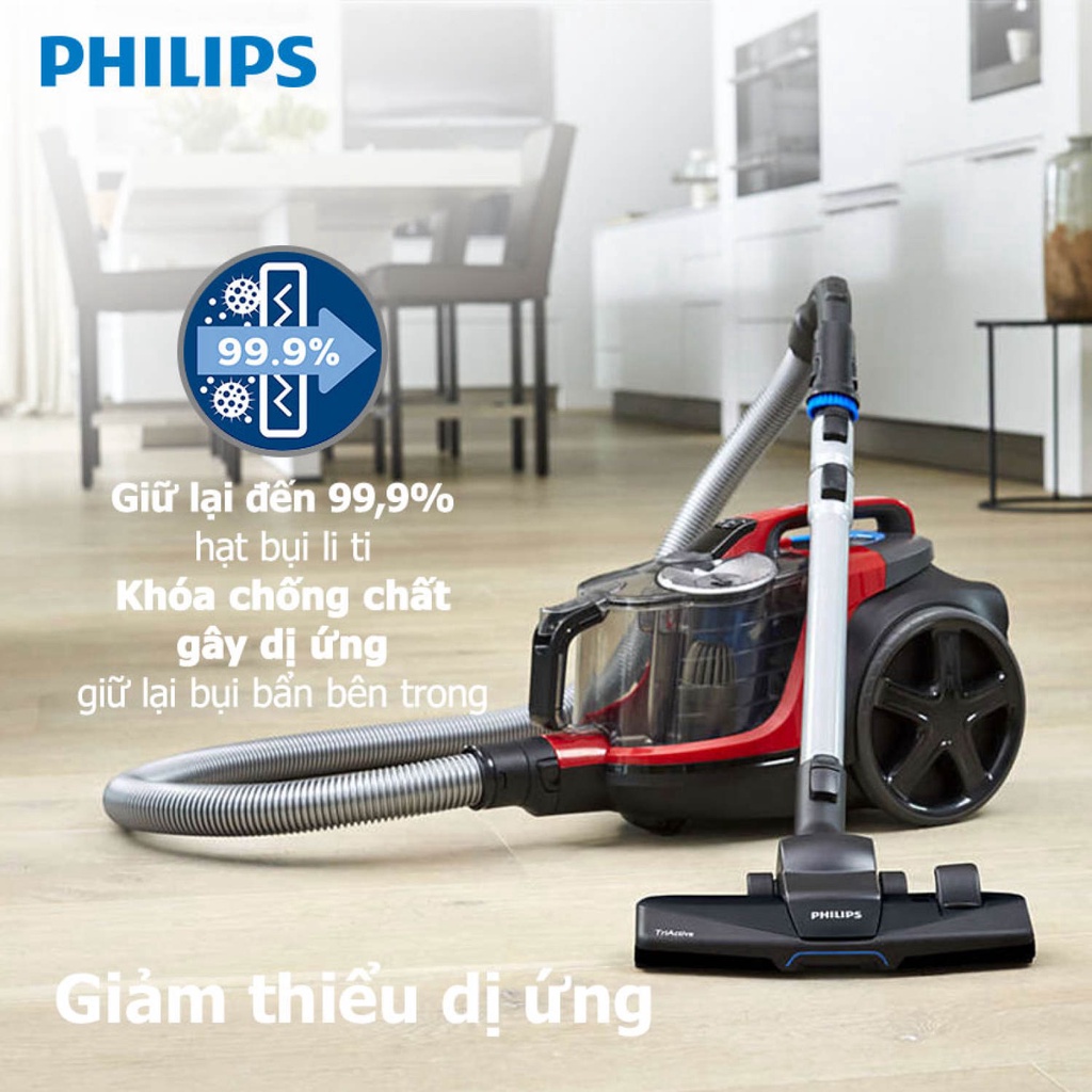 Máy hút bụi Philips không túi FC9728/01, Công Suất 2000W-Bộ lọc Allergy H13-Hàng chính hãng bh 2 năm