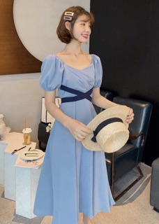 Đầm midi dạo phố chéo eo mặc đi chơi cực xinh (kèm hình thật)