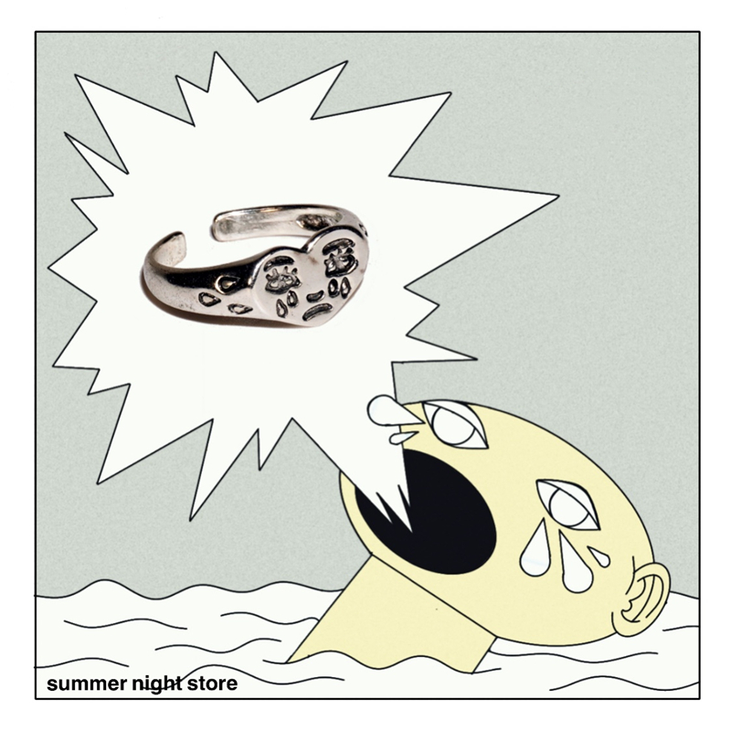 Nhẫn hở chất liệu hợp kim hình mặt biểu cảm dễ thương